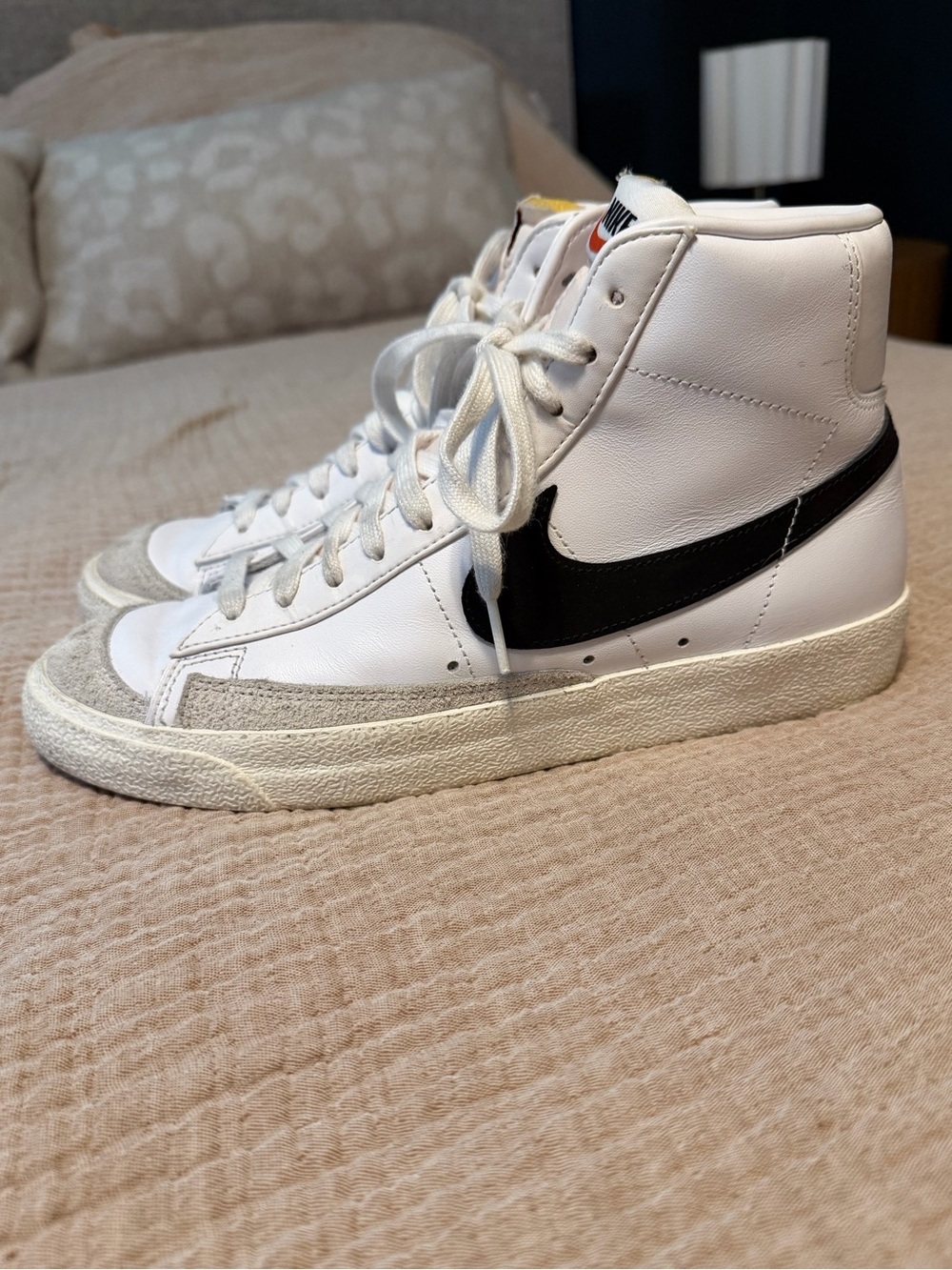Nike Blazer Mid ‘77 High-Top Sneakers in Vintage White with Black, Sz 9.5